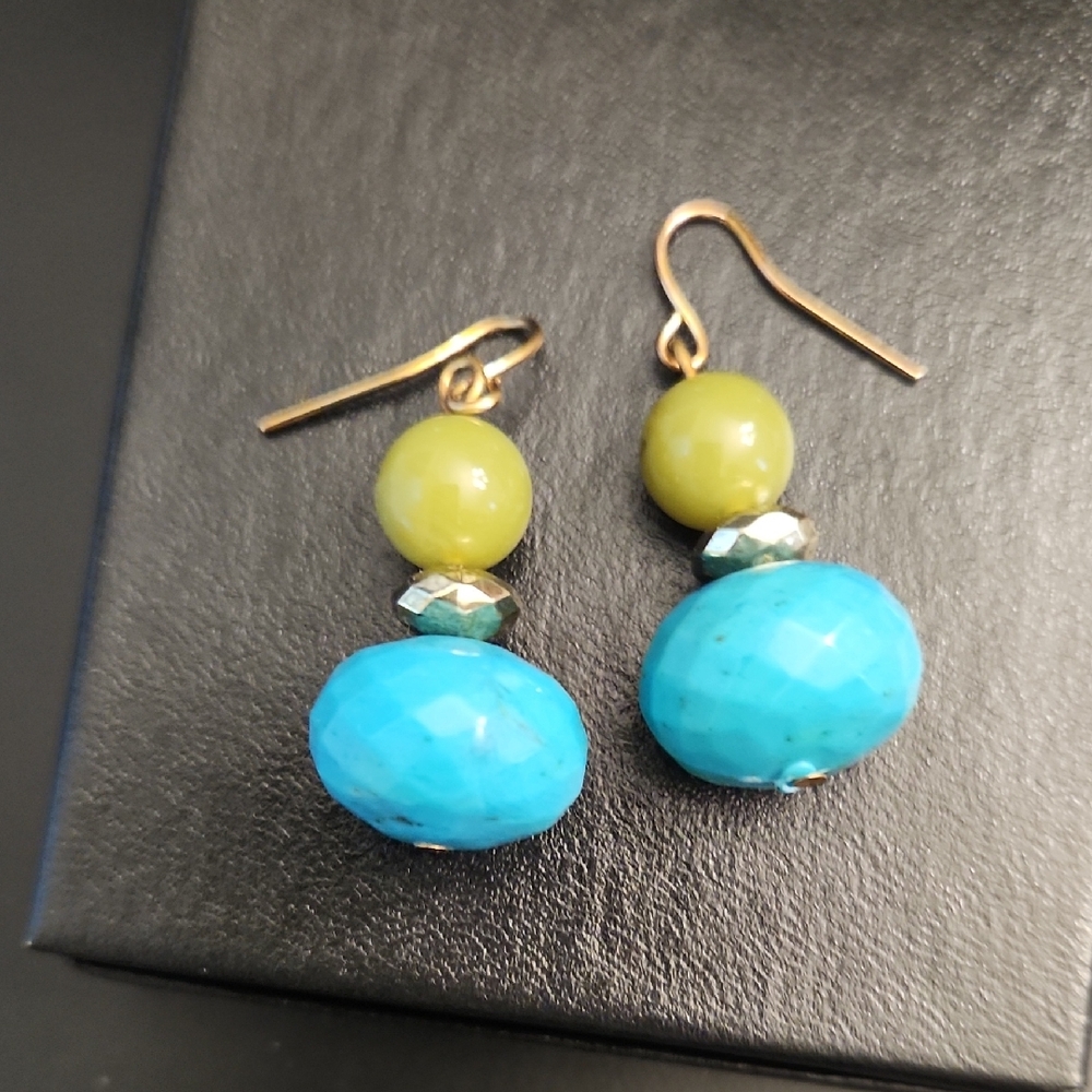 Elegant Gold and Turquoise Earrings